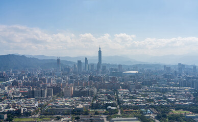 Aerial view of Taipei city in a sunny day, Taiwan.