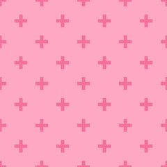 Cross pattern. Hand drawn Scandinavian trend seamless pattern - pink cross vector illustration.