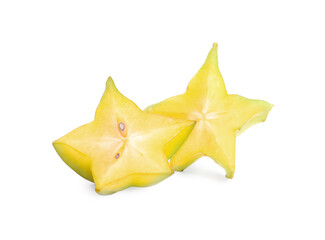 Fototapeta premium Slices of ripe carambola isolated on white