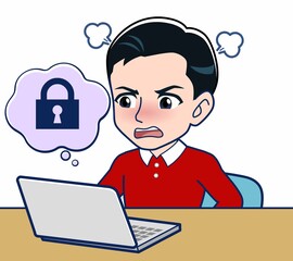 赤い長袖を着た若い男性