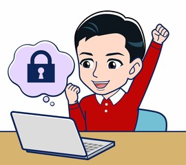 赤い長袖を着た若い男性