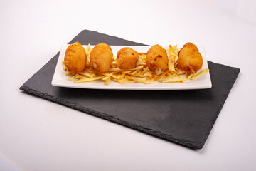 Homemade egg croquettes. typical tapas from spain