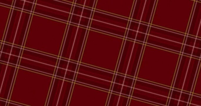 Looped background in crimson red tones on the theme of tartan fabric with animated stripes. Simple minimalistic background for watermark in mockup