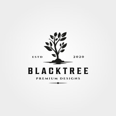 black tree icon logo vintage vector nature symbol illustration design