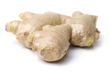 fresh ginger on white background 