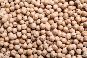 Many chickpeas as background, top view. Natural food