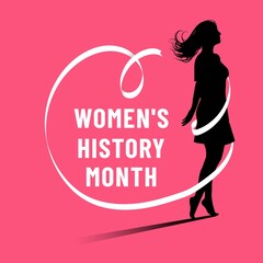 Woman's silhouette and ribbon. Womens History Month. Women's day. 8 march