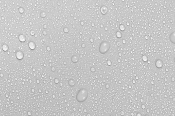 Water drops on white background texture. backdrop glass covered with drops of water.  bubbles in water