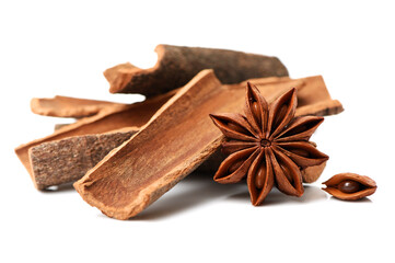 Cinnamon on white background 
