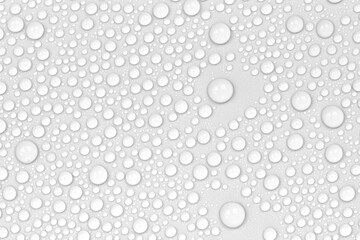 Water drops on white background texture. backdrop glass covered with drops of water.  bubbles in water