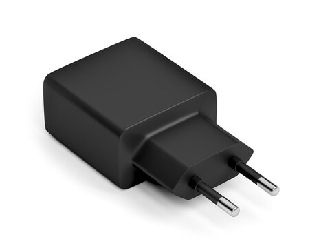 Black smartphone charger on white background