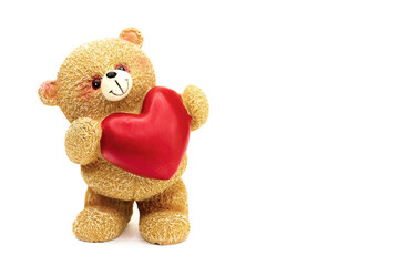 teddy bear with heart on a white background