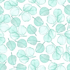 Pattern of eucalyptus leaves in emerald color