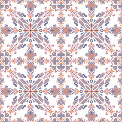 Decorative colorful Portuguese azulejo style vintage tiles seamless pattern texture. - 415775733