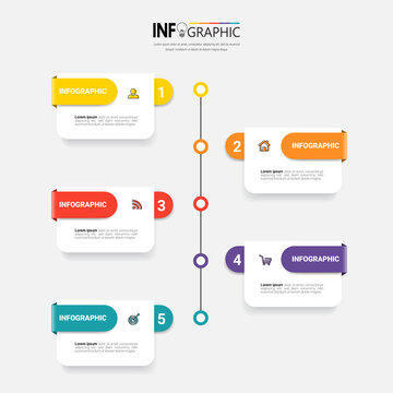 5 Steps Timeline Infographics design template.	
