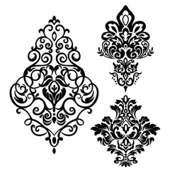 Oriental vector damask patterns for greeting cards and wedding invitations