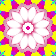 Colorful ornaments with symmetrical pattern isolated on yellow background design concept