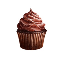 chocolate cupcake isolated on white background