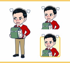 赤い長袖を着た若い男性