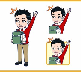 赤い長袖を着た若い男性