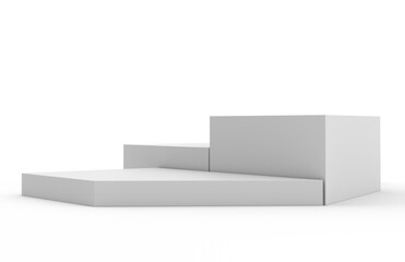 POS Cube Stand Mock-up, Empty Platform, Studio Backdrop With Pedestal For Display. 3D render