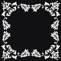 Obraz premium Vintage baroque frame scroll ornament engraving border floral retro pattern antique style acanthus foliage swirl decorative design element filigree calligraphy.