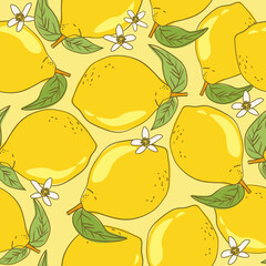 Colorful seamless pattern with lemons - 415779787
