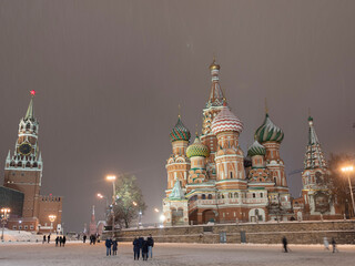 St Basils cathedral winter on Red Square in Moscow