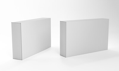 Blank Box Package Template. Isolated White Box Wrapping 3D Mock-up