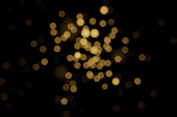 Yellow bokeh abstract blurred background. Christmas lights