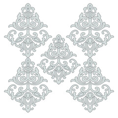 Oriental vector damask patterns for greeting cards and wedding invitations.