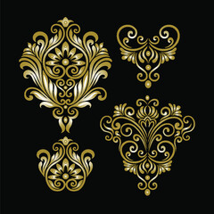 Oriental vector damask patterns for greeting cards and wedding invitations