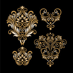 Oriental vector damask patterns for greeting cards and wedding invitations.