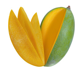 Green mango isolated on white background