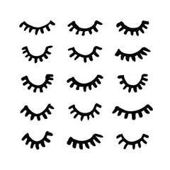 Hand drawn Fashion illustration eye and lashes. Creative ink work. Actual vector makeup drawing 