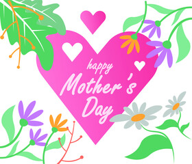 Happy Mother's Day greeting written with hand lettering. Typography design template for poster, banner, gift card, t-shirt print, label, badge. Vector illustration on a white background.