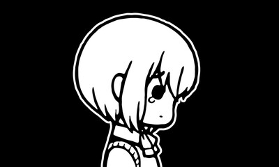 Clip art of a crying girl in cartoon style.（No frame）