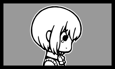 Clip art of a crying girl in cartoon style.