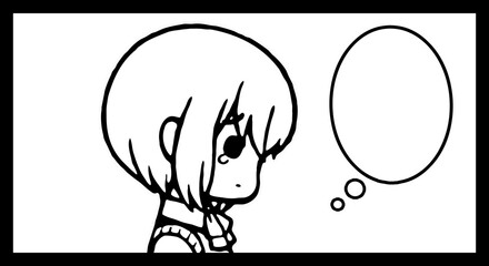 Clip art of a crying girl in cartoon style.（with a speech bubble）