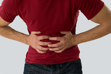 Man suffering from abdominal pain.