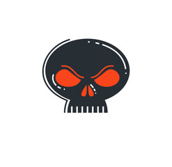 Angry cartoon skull vector icon isolated, logo or emblem scull death theme.