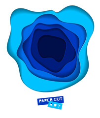 3D abstract blue background with paper cut shapes. Vector illustration in paper cut style. layout for business card, presentations, flyers or posters.