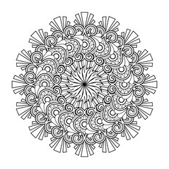 Vector Monochrome Mandala. Ethnic Decorative Element. Round Abstract Object Isolated On White Background