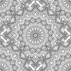 Vector Seamless Monochrome Pattern. Printable Coloring Pages. Hand Drawn Decorative Squama