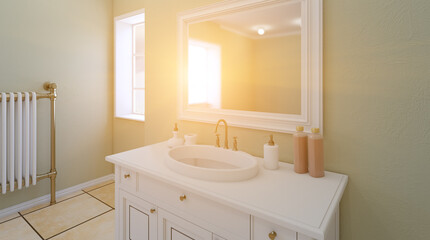 Modern Bathroom Interior Design. 3D rendering.
