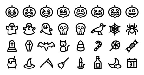 Fototapeta na wymiar Halloween Icon Set (Bold outline version)