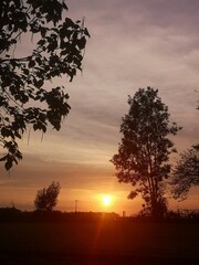 couché de soleil dans le Jura en été
