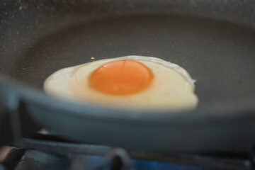 fried egg in a frying pan