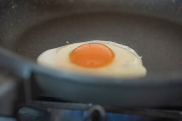 fried eggs in a frying pan