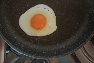 fried egg in a frying pan